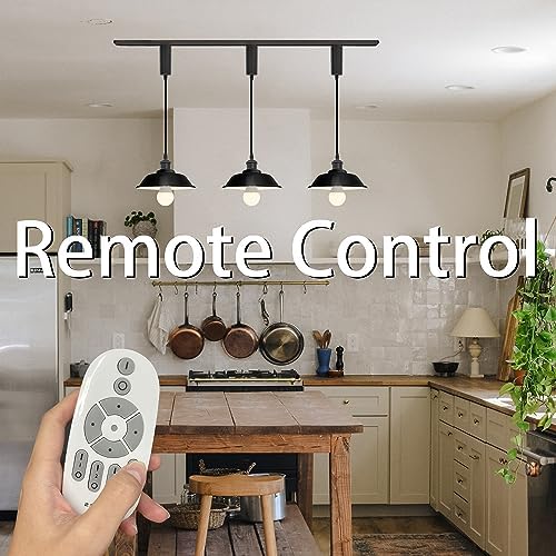 Adjustable 3-Light Pendant with Remote Control Black