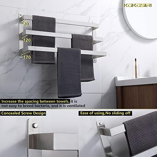 Sturdy Stainless Steel towel Holder with 3 Tiers in Brushed Nickel