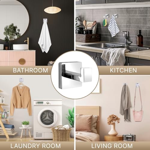 4-Piece Heavy Duty Polished Chrome Towel Robe Hooks