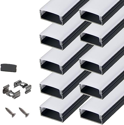 10-Pack LED Black Aluminum Channel for 16mm Strips
