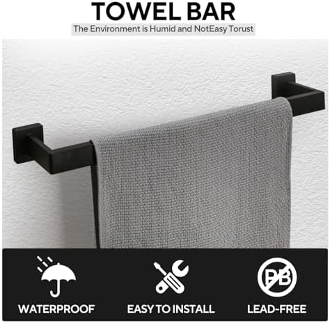 15-Piece 236-Inch Bathroom Hardware Set Black stainless steel towel bar essentials