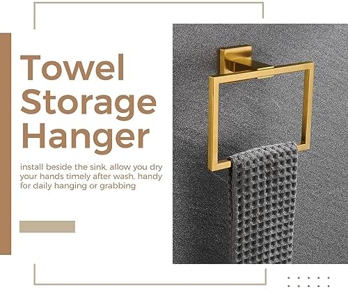 Stylish Stainless Steel Towel Holder - Exclusive Gold Design for Bathroom Kitchen Bedroom