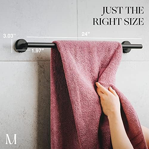 Marmolux Acc Matte Black Towel Bar 24 Inch 1