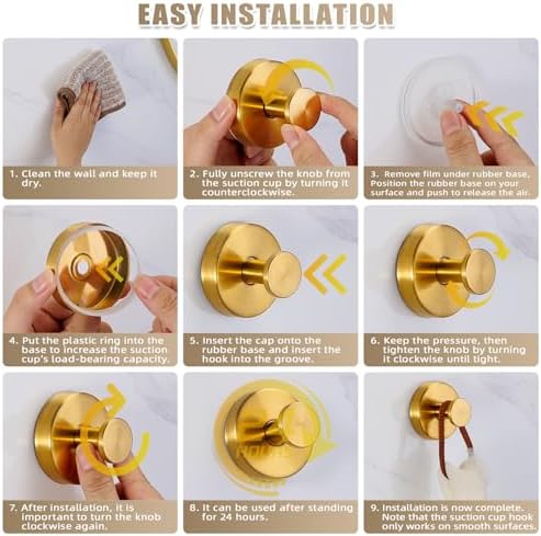 No Drill Suction Cup Hooks for Bathroom Kitchen Surfaces