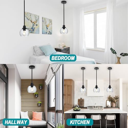 Banato 1-Pack Black Pendant Light with Clear Globe