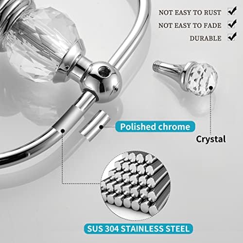 Wolibeer Chrome Towel Ring - Crystal Hand Towel Holder