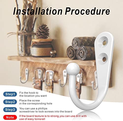 15-Piece White Coat Hooks with 30 Screws