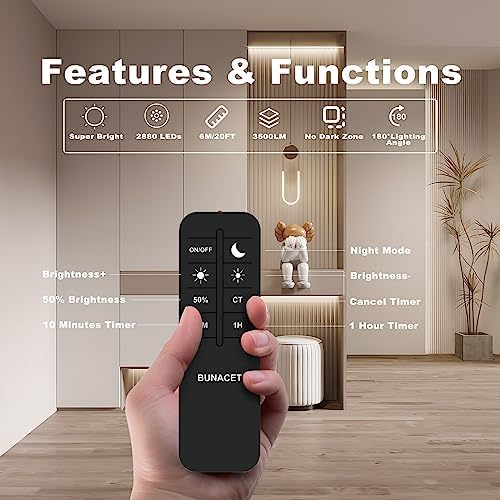 COB LED Strip Lights 3000K Warm White Dimmable with RF Remote Adhesive Cuttable