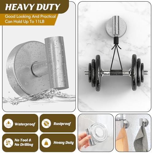 Heavy Duty Shower Suction Cup Hooks Silver