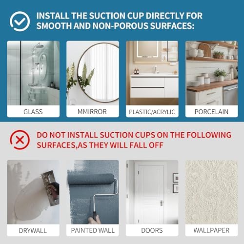 3-Piece Suction Cup Handles for Showers Removable Towel Robe Holders