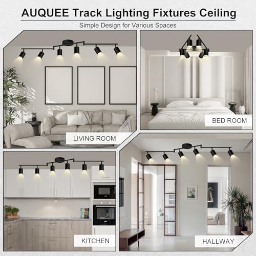 6 LED Track Lights Matte Black Rotatable Kitchen Use