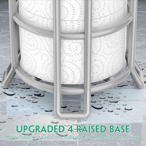 TomCare Free Standing Toilet Paper Holder with Storage Shelf