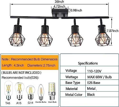 Industrial Black Track Lighting Fixtures