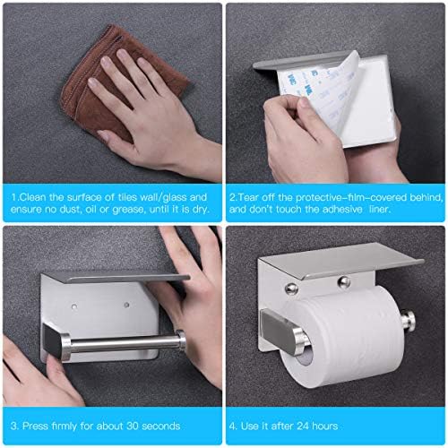 VAEHOLD Self Adhesive Toilet Paper Holder with Phone Shelf