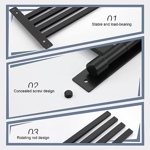 Kokosiri 4-Arm Swivel Towel Bar Matte Black Stainless Steel