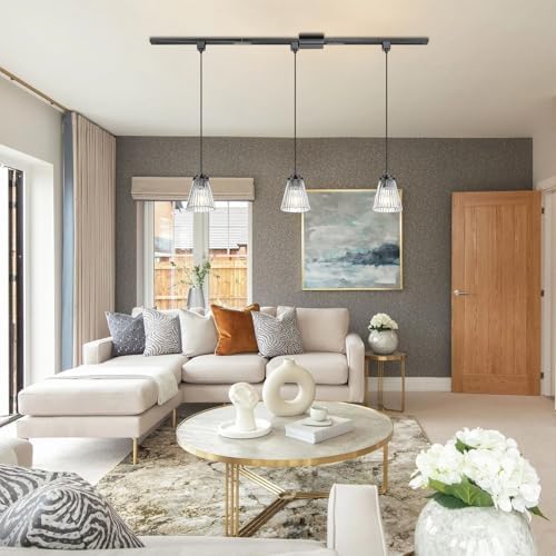 3-Light H-Track Pendant Ceiling Light with Black Finish