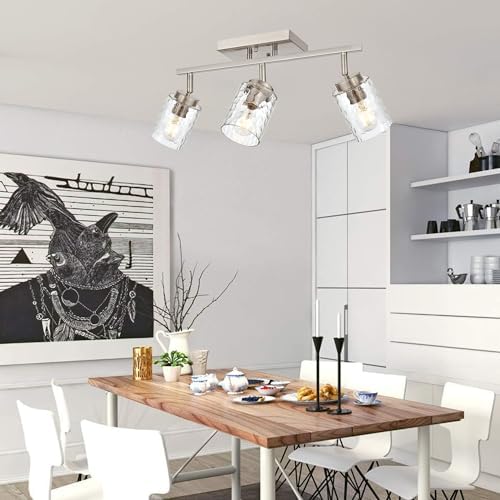 3-Light Track Ceiling Lighting with Hammered Shade