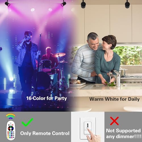 RGB Track Lights with Halo Effect Remote Control Black Track Light Heads 4Pack