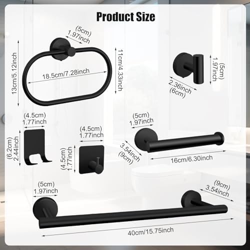 7 PCS Matte Black Stainless Steel Bathroom Hardware Set 1