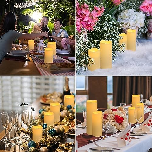 Flameless Pillars with 4 Remote Controllers 24 Realistic Candles